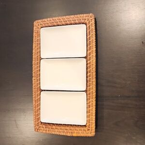 Pottery Barn Jordan Condement sectional tray, Natural, NIB